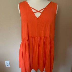 2xl orange sleeveless top - tunic/baby doll style